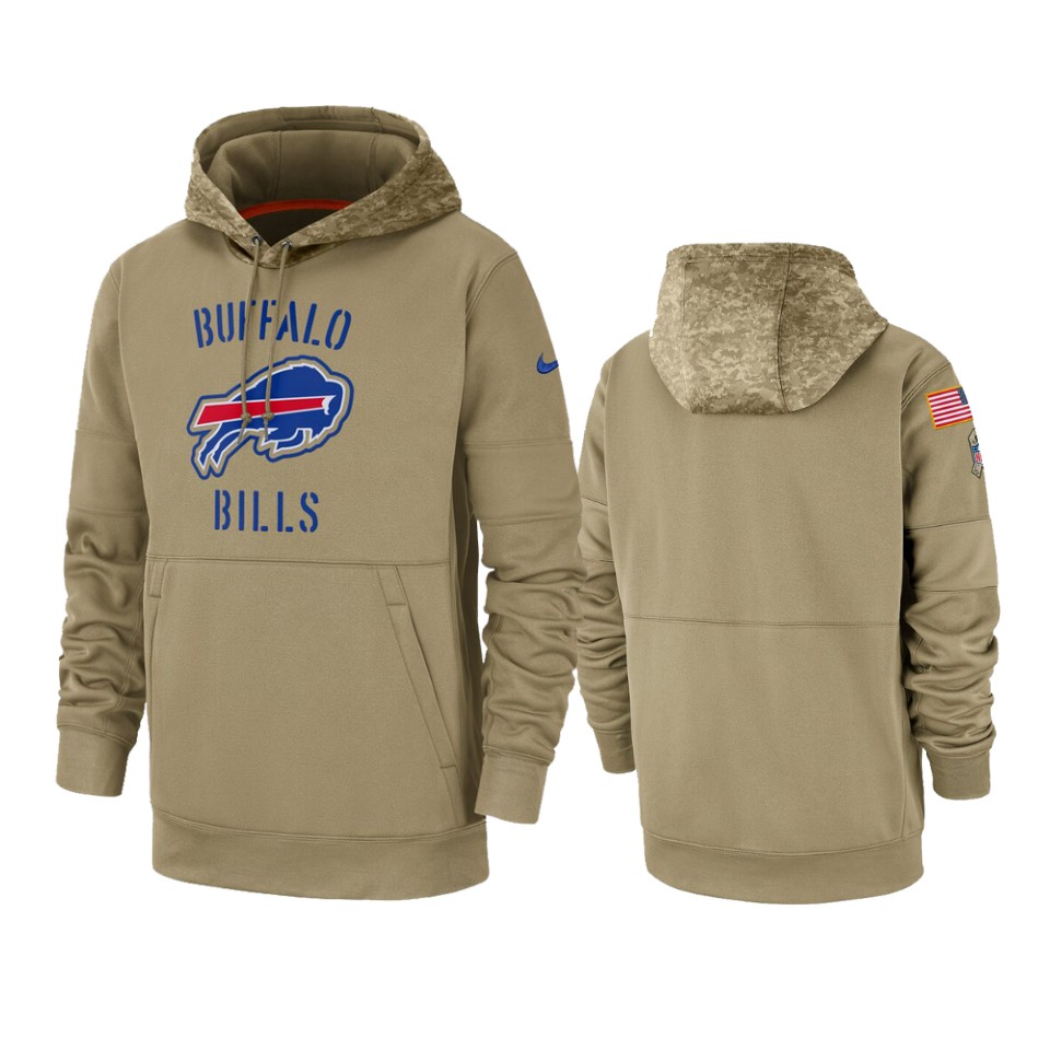 Men's Buffalo Bills Tan 2019 Salute to Service Sideline Therma Pullover Hoodie